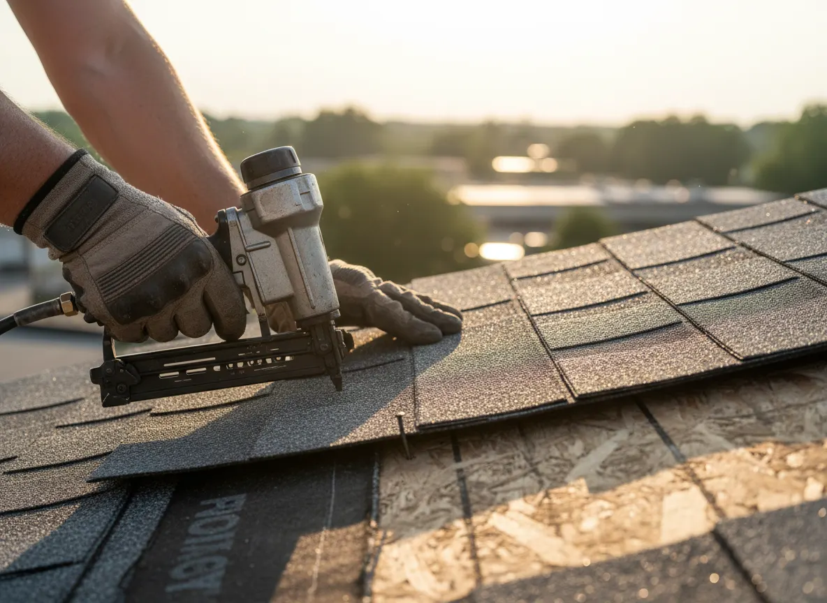 Crew on roof